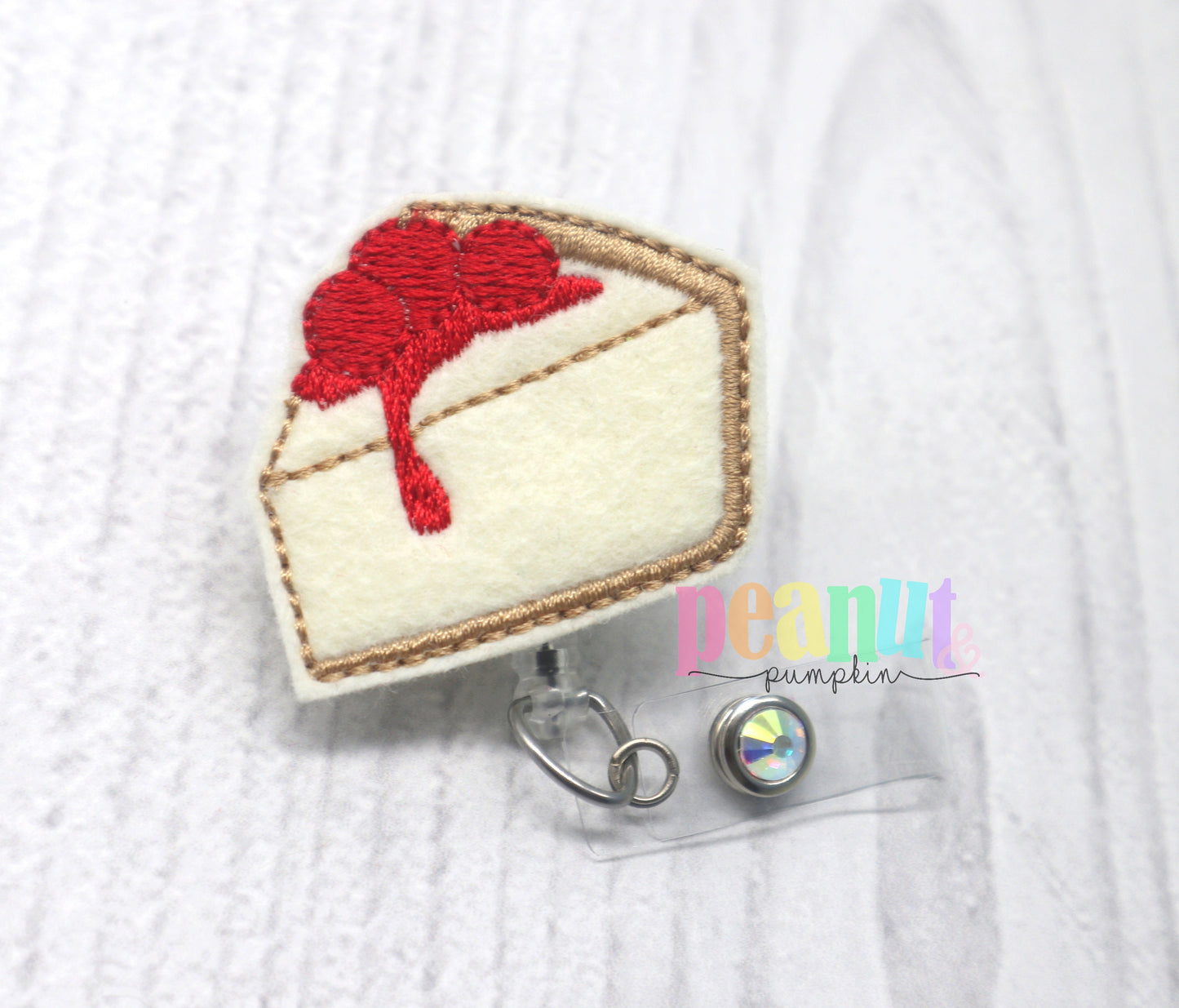 Cheesecake badge reel, cheesecake badge clip, gift for baker, baker badge reel, food badge reel, cute badge reel, teacher badge reel