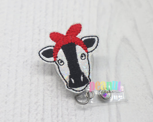 Cow badge reel, cow badge clip, cow gifts, nurse badge reel, teacher badge reel, felt badge reel, farm gifts, cow lover, cute badge reel