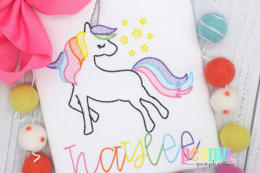 Unicorn shirt, embroidered unicorn shirt, rainbow unicorn shirt, unicorn birthday shirt, personalized unicorn shirt, custom embroidery