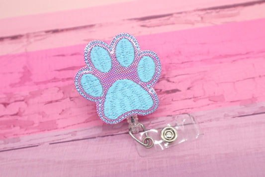 Paw badge reel - paw print badge reel - paw badge holder - paw badge clip - veterinarian gift - dog paw badge reel - cute dog badge holder