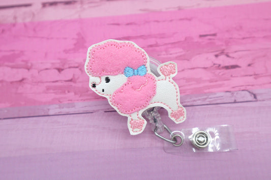 Poodle badge reel - poodle dog badge holder - dog badge reel - pink poodle badge clips - dog badge holder - cute badge reel - retractable