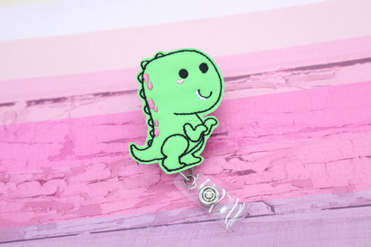 Green dinosaur badge reel - t rex badge reel - dinosaur badge holder - dino badge reel - retractable ID badge holder - cute dino badge clip