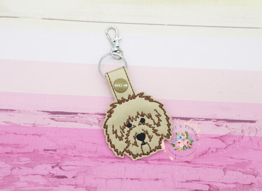 Goldendoodle keychain - puppy keychain - dog keychain - goldendoodle gifts - snap tab - cute keychain - gift for dog lovers