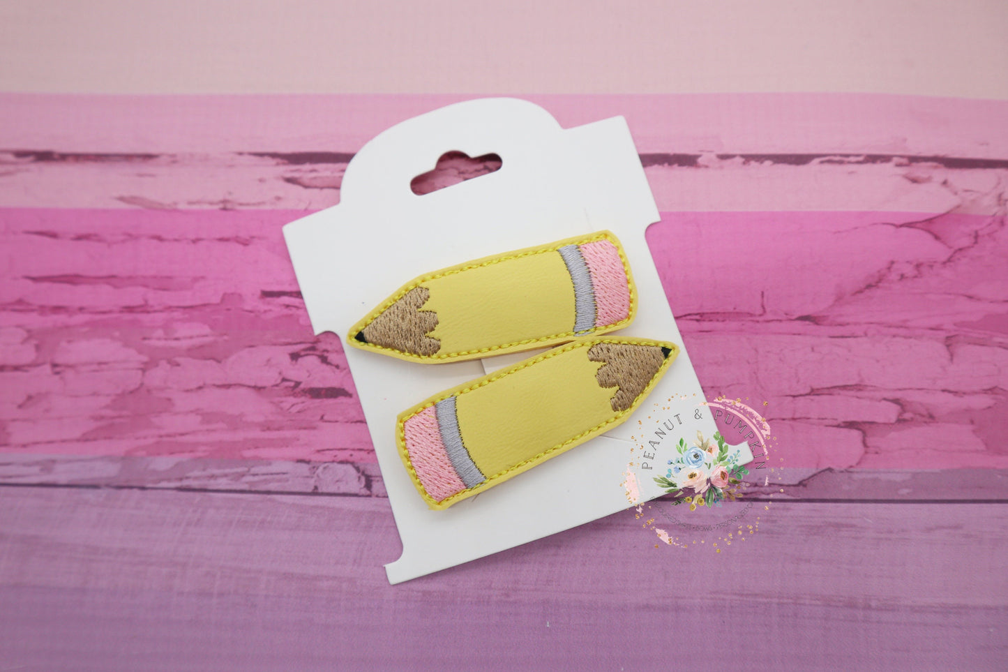 Pencil snap clips - pencil hair clips - school hair clips - back to school - cute clips for girls - pencil hair bows - school clips