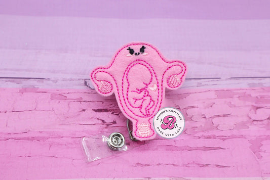 Breech baby uterus badge reel - uterus badge holder - breech baby badge holder - labor and delivery nurse badge reel - delivery nurse ID