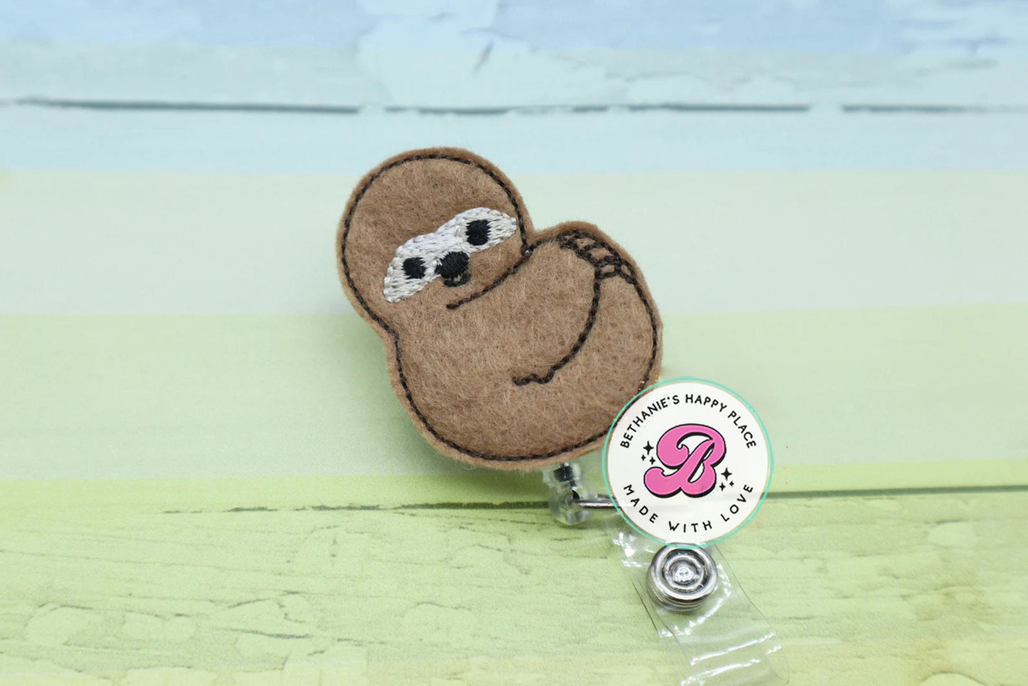 Sloth badge reel - sloth badge holder - sloth badge clip - cute sloth badge reel - felt badge reel - badge reel nurse - sloth lanyard