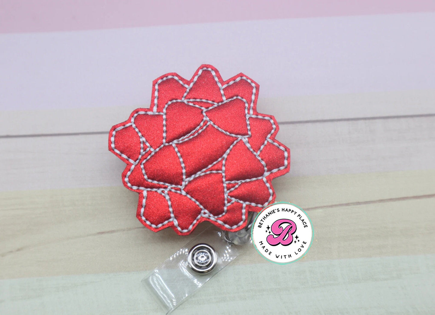 Christmas bow badge reel - Christmas badge clip - Christmas badge holder - red bow - holiday badge reel - badge reel nurse - teacher