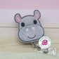 Hippo head badge reel - hippo badge clip - hippo badge holder - animal badge reel - zoo animal - cute badge reel - felt - retractable