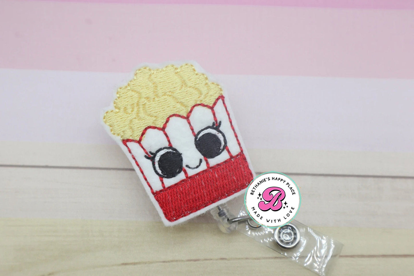 Popcorn badge reel - popcorn badge clip - popcorn badge holder - badge reel nurse - retractable ID badge holder - lanyard - cute badge reel