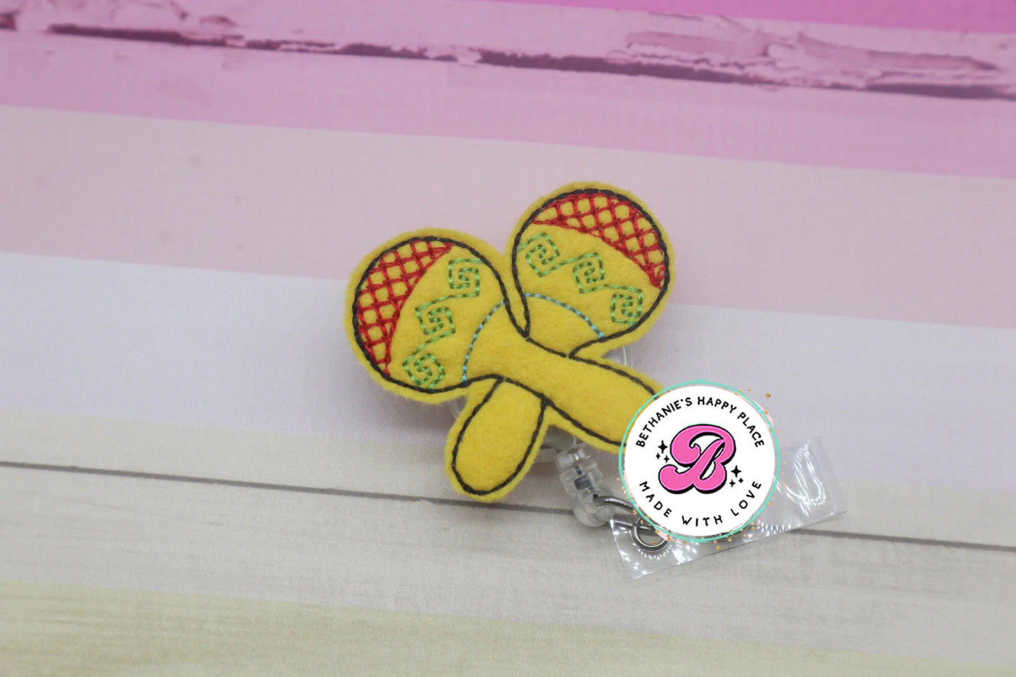 Maracas badge reel - fiesta badge reel - maracas badge holder - cinco de mayo badge reel - maracas badge clip - badge reel nurse - lanyard