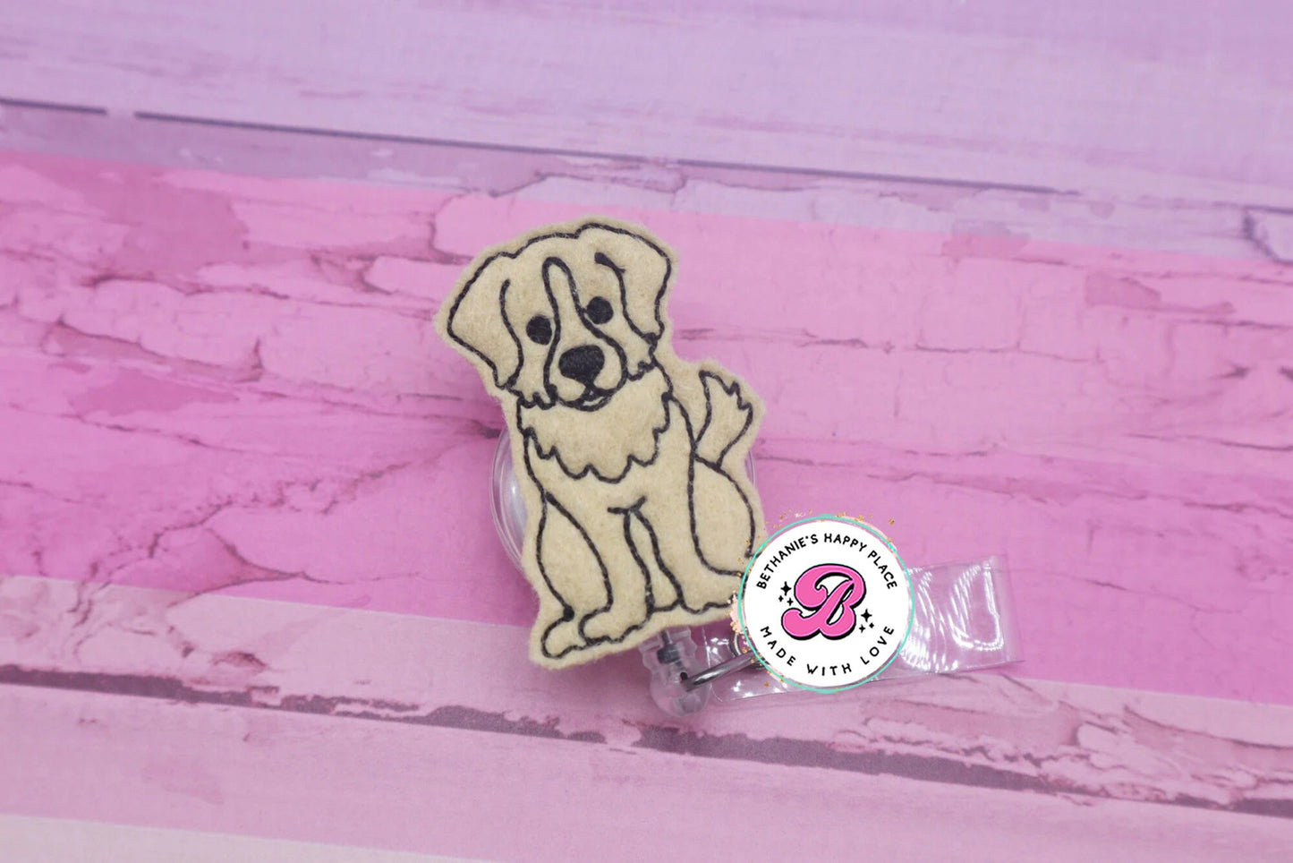 Golden retriever badge reel - golden retriever badge holder - dog badge reel - dog badge clip - retractable ID badge holder - vet badge reel