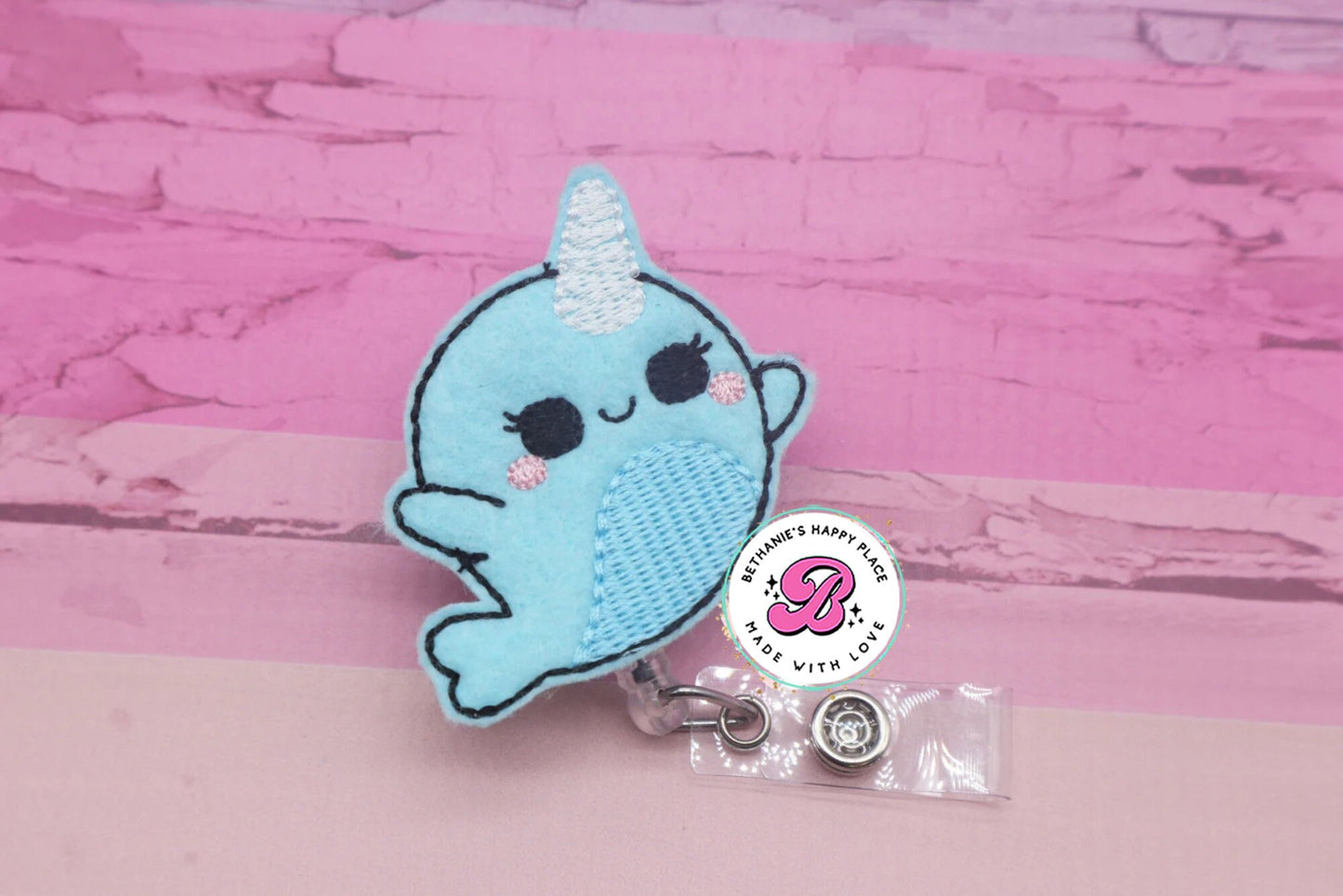 Narwhal badge reel - narwhal badge holder - narwhal badge clip - retractable badge holder - badge reel teacher - nurse badge reel