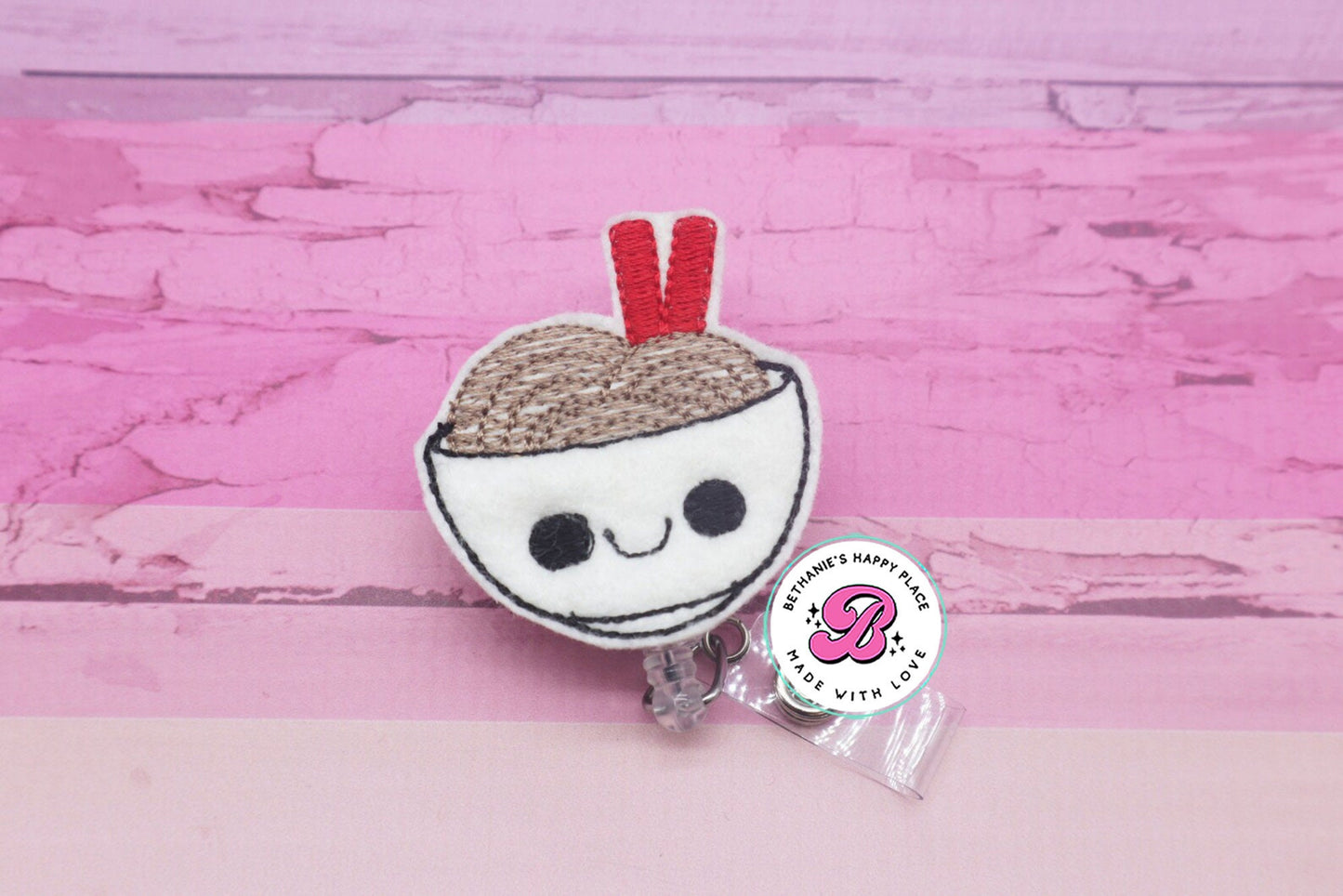 Noodle bowl badge reel - chinese noodles - food badge reel - noodle bowl badge holder - cute badge reel - badge reel nurse - retractable