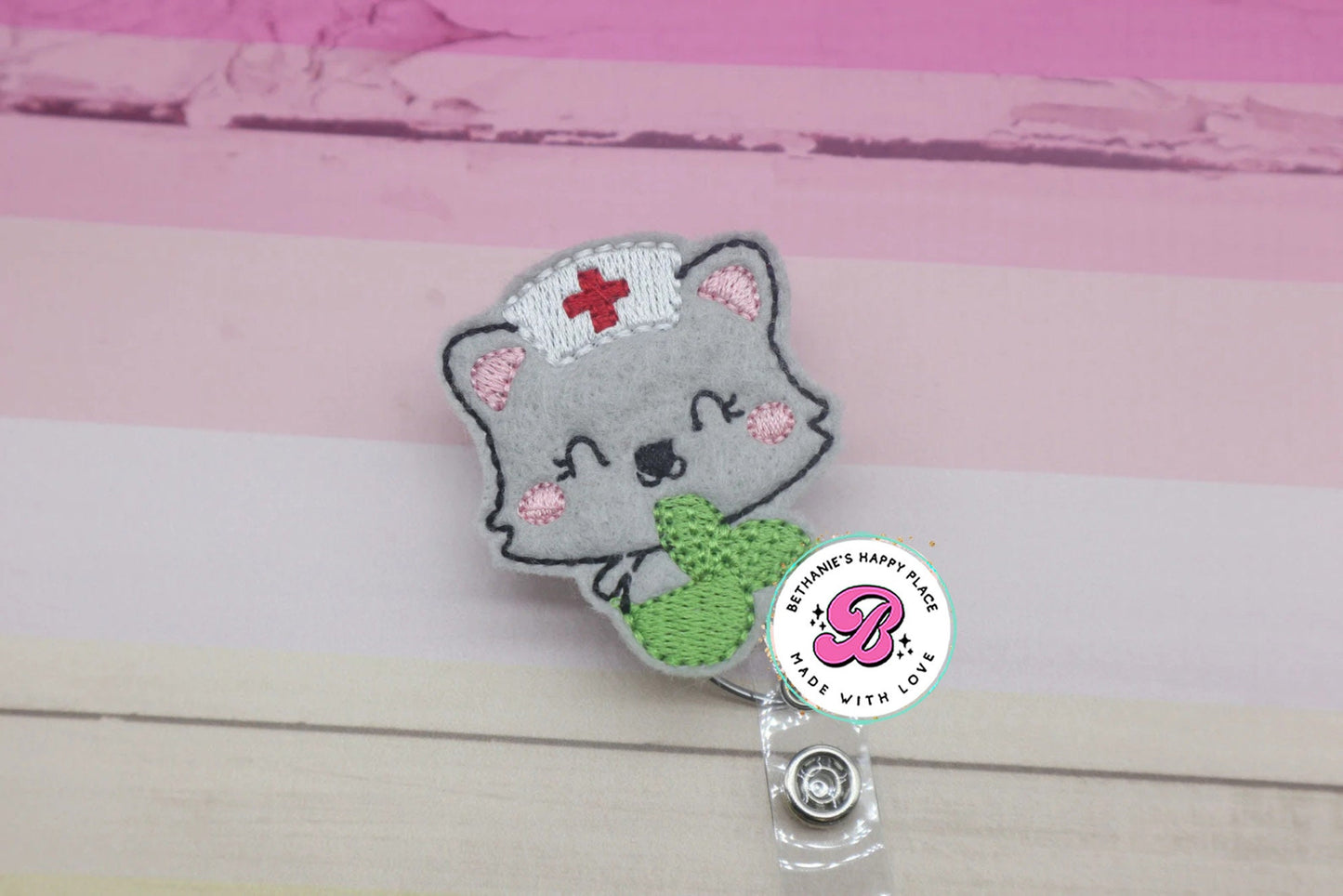 Mermaid nurse badge reel - mermaid cat badge reel - cat nurse badge reel - cat badge reel - mermaid badge reel - nurse badge holder