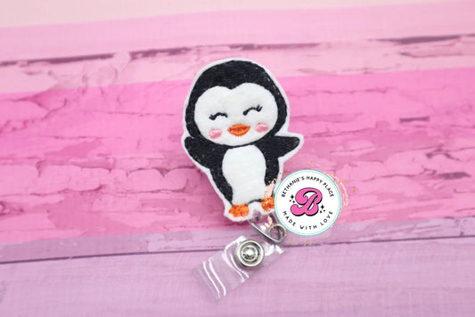 Penguin badge reel - cute penguin - penguin gifts - penguin badge holder - badge clip - badge reel cute - badge reel medical - lanyard