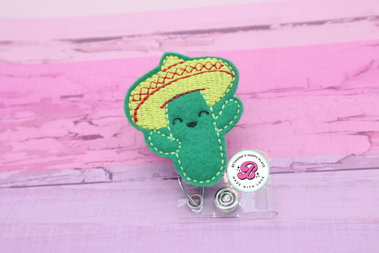 Cactus badge reel - sombrero cactus - cactus badge holder - cactus badge clip - nurse badge reel - badge reel for nurse - teacher badge reel