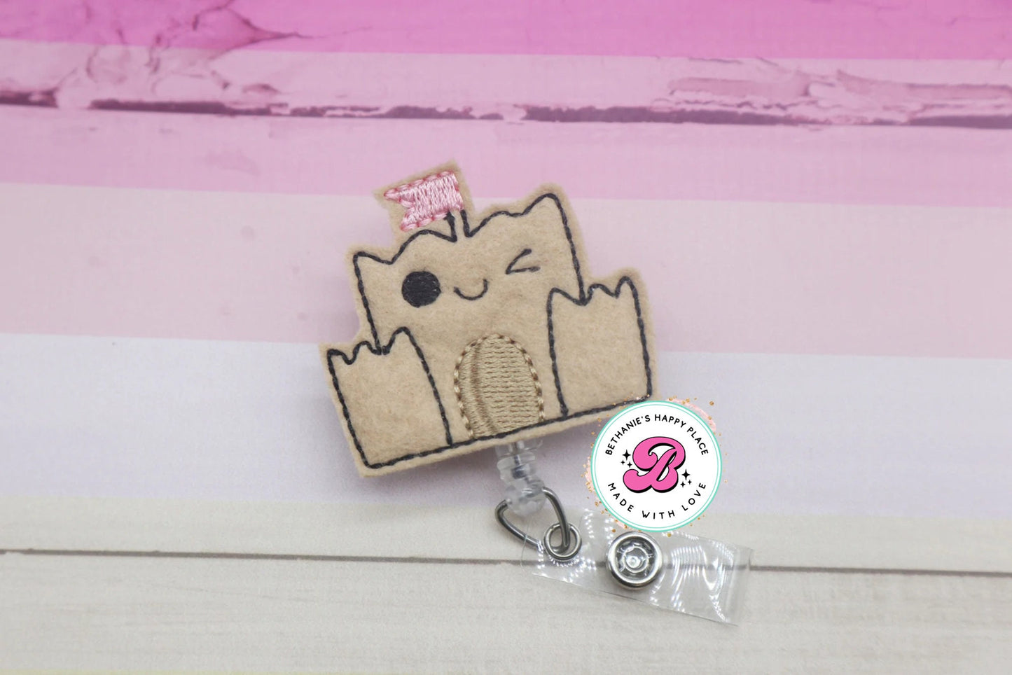 Sandcastle badge reel, sandcastle badge clip, beach badge reel, nurse badge reel, summer badge holder, badge reel nurse, cute badge reel