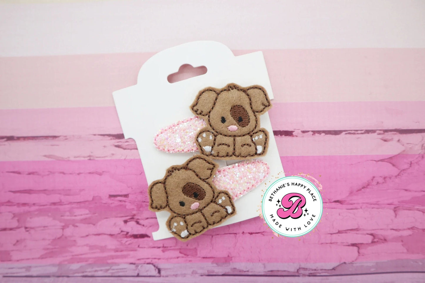 Puppy hair clips - puppy snap clips - cute puppy clips - puppy hair bows - hair accessories for girls - cute snap clips