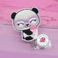 Panda with glasses - badge reel - panda with coffee - panda badge clip - panda badge holder - cute badge reel - nurse badge holder