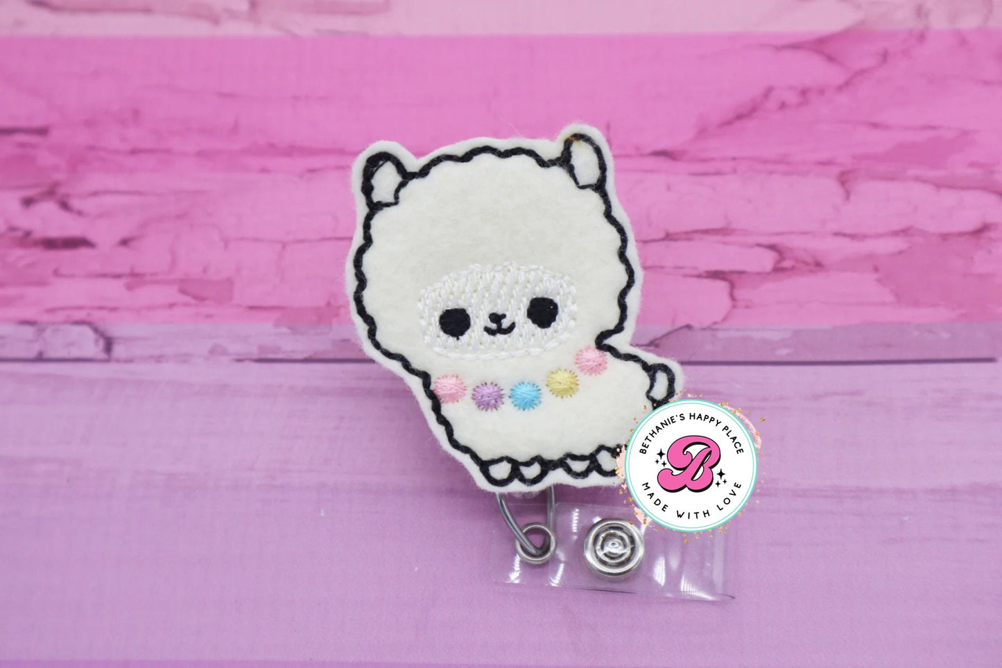 Llama badge reel - cute llama badge holder - llama badge clip - badge reel nurse - badge reel teacher - retractable ID badge holder