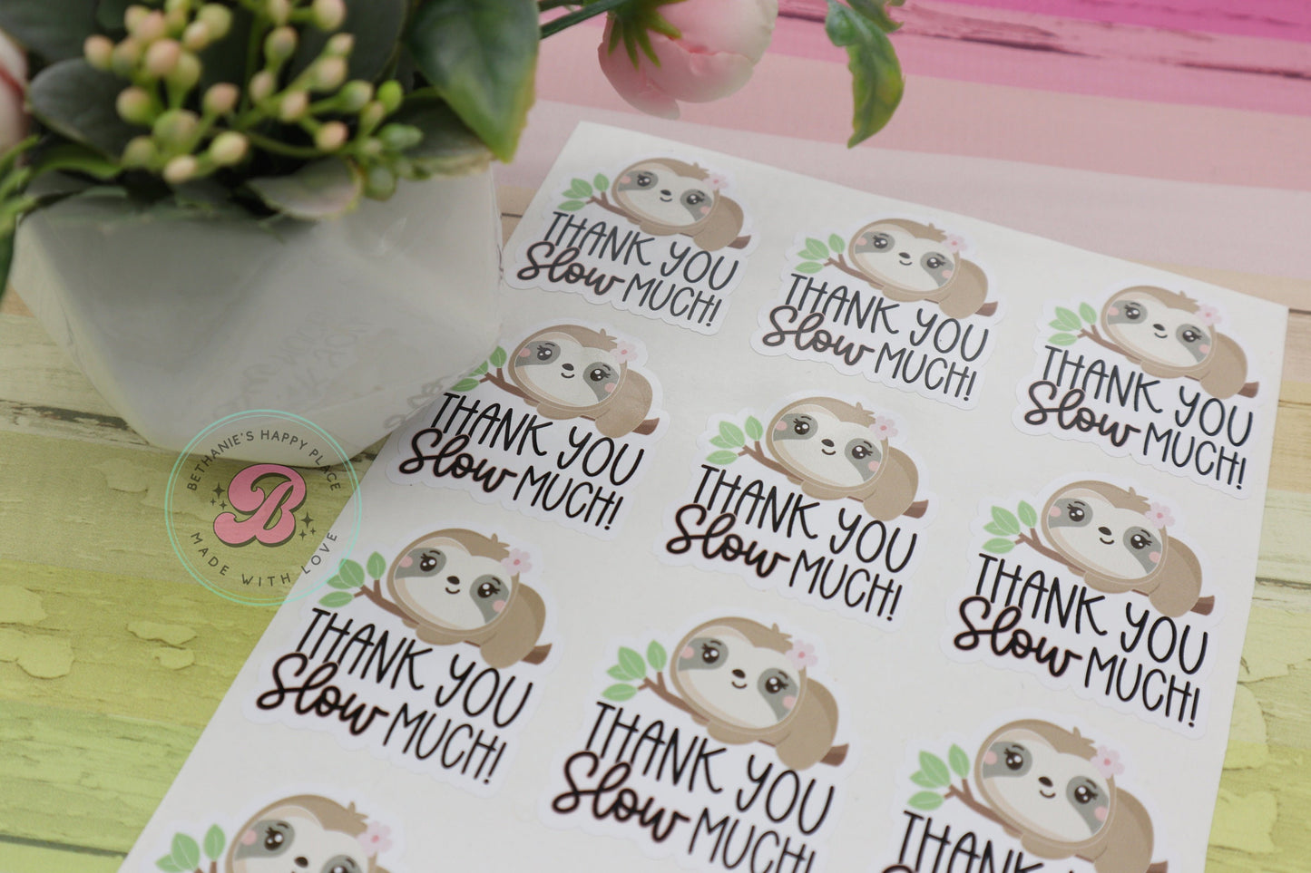 Sloth packaging stickers - packaging stickers for business - cute packaging stickers - thank you stickers - sloth thank you sticker