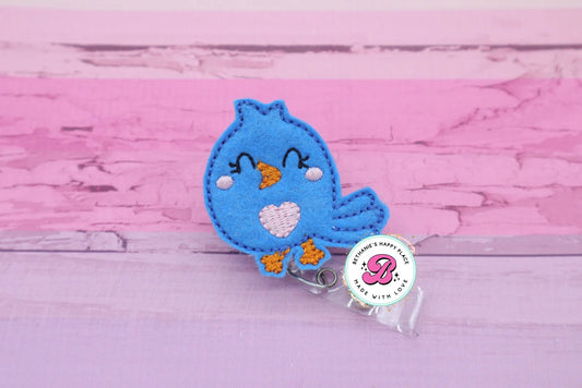 Blue bird badge reel - bird badge holder - bird badge clip - badge reel for nurse - teacher badge holder - animal badge reel