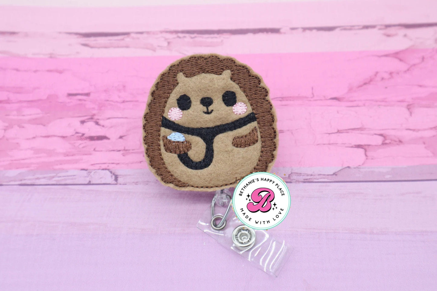 Hedgehog badge reel - badge reel for nurse - nurses badge reel - nurse badge holder - hedgehog badge clip - retractable - medical badge reel