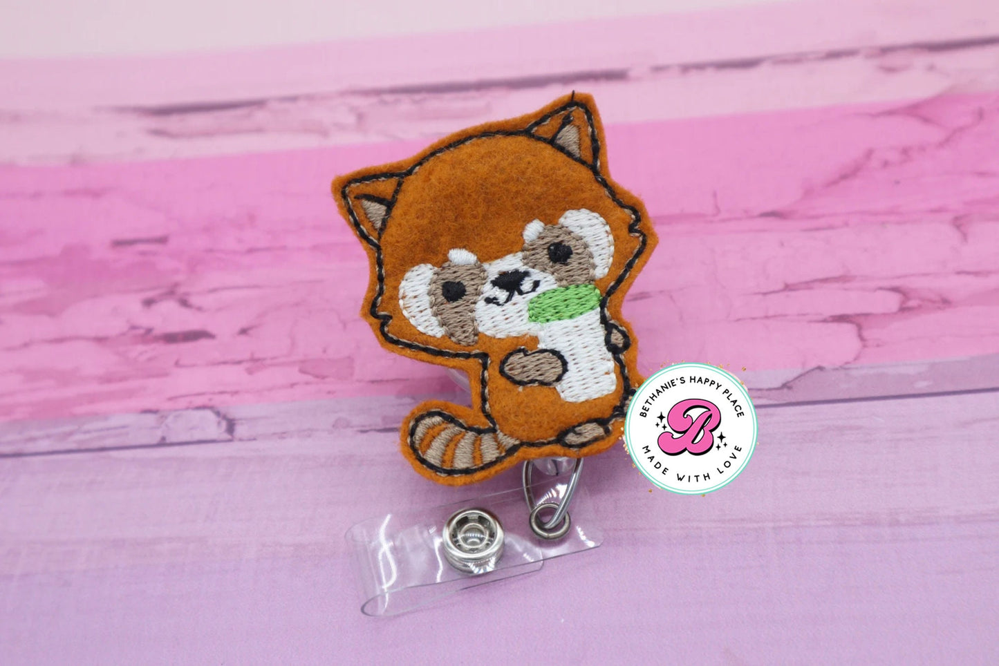 Red panda badge reel - red panda badge clip - red panda coffee badge reel - cute badge reel - panda gifts - red panda badge holder