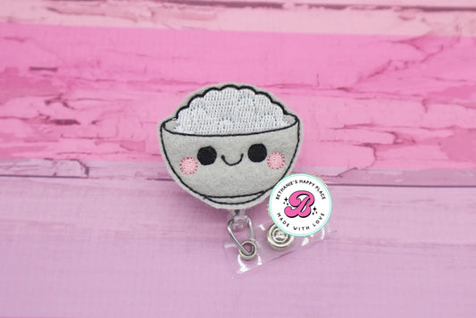 Rice badge reel - rice bowl badge reel - food badge reel - retractable badge holder - badge reel nurse - nurses badge clip - medical badge