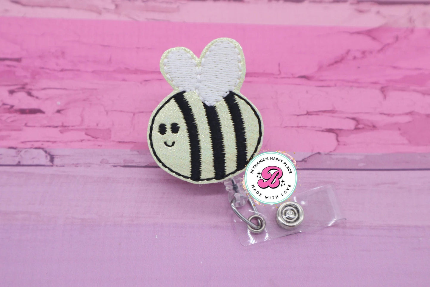 Bee badge reel - bumblebee badge reel - bee badge holder - bumblebee badge clip - badge reel teacher - badge reel nurse - retractable