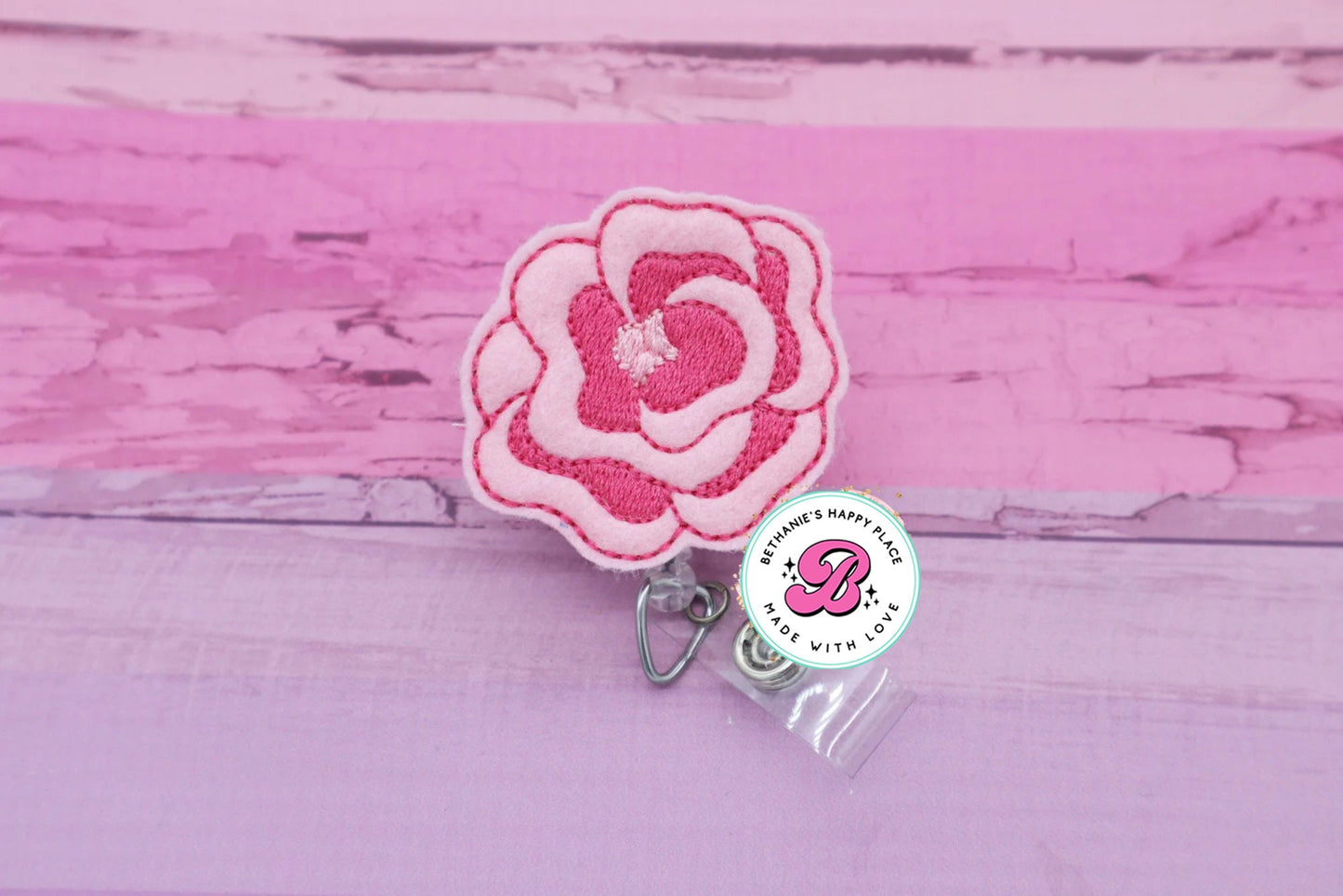 Peony flower badge reel - flower badge clip - peony badge holder - flower badge holder - badge reel nurse - flower gifts - gift for nurse