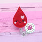 Blood drop badge reel - blood droplet badge clip - blood badge holder - medical ID badge reel - badge reel nurse - badge pull - badge clip