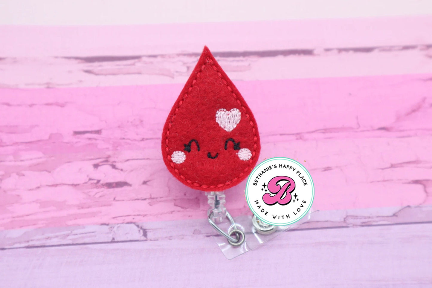 Blood drop badge reel - blood droplet badge clip - blood badge holder - medical ID badge reel - badge reel nurse - badge pull - badge clip