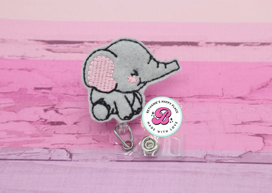 Elephant badge reel - baby elephant badge reel - elephant badge holder - elephant badge clip - retractable - lanyard - badge reel nurse