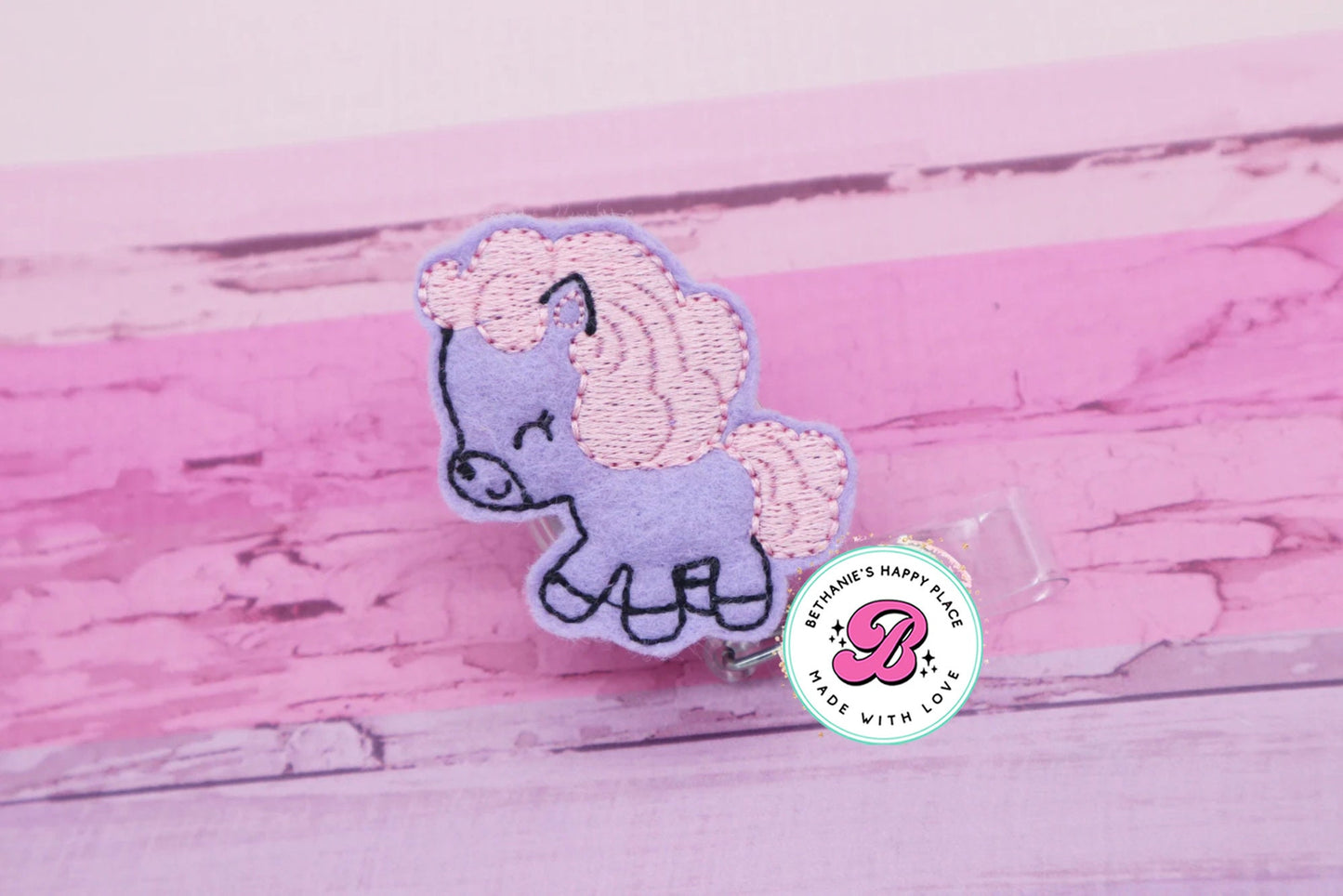 Pony badge reel - purple pony - pony badge clip - horse badge reel - horse badge holder - cute badge reel - badge reel nurse