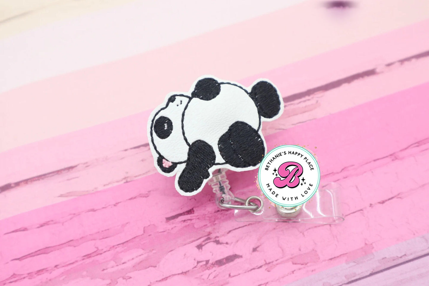 Panda badge reel - sleeping panda - lazy panda - nurse badge reel - teacher - assistant - medical badge pull - retractable - panda lanyard