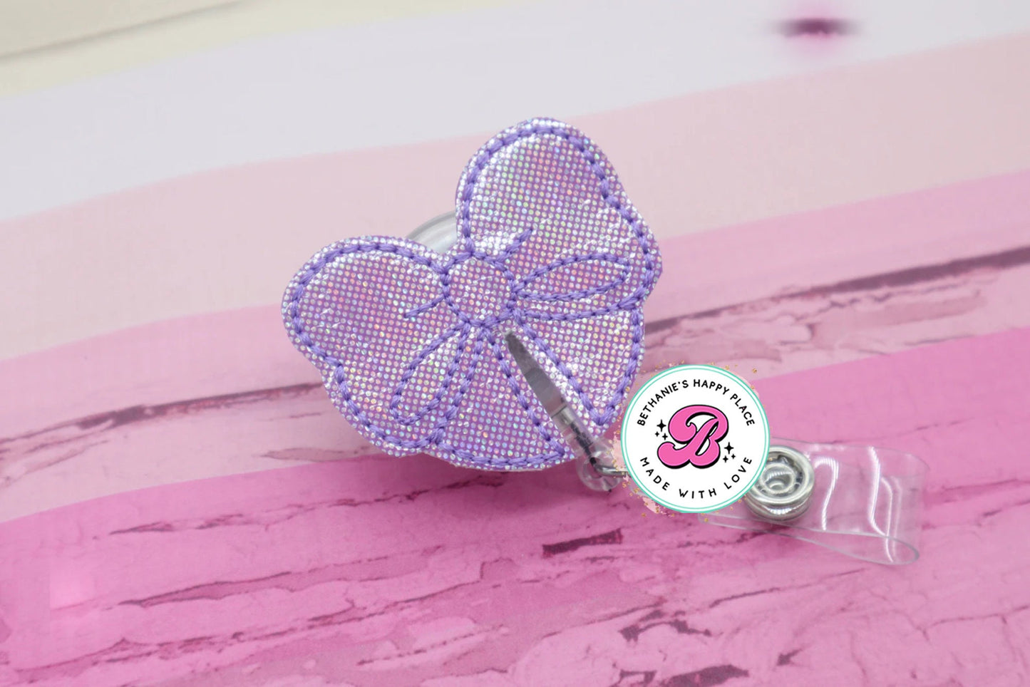 Purple bow badge reel - bow badge reel - bow badge clip - badge reel nurse - badge reel teacher - medical badge pull - gift for nurse