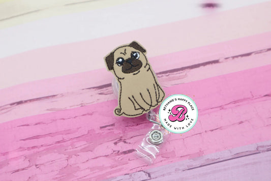 Pug dog badge reel - dog badge holder - dog gifts - pug gifts - badge reel vet - veterinarian - nurse badge reel - badge clip - lanyard