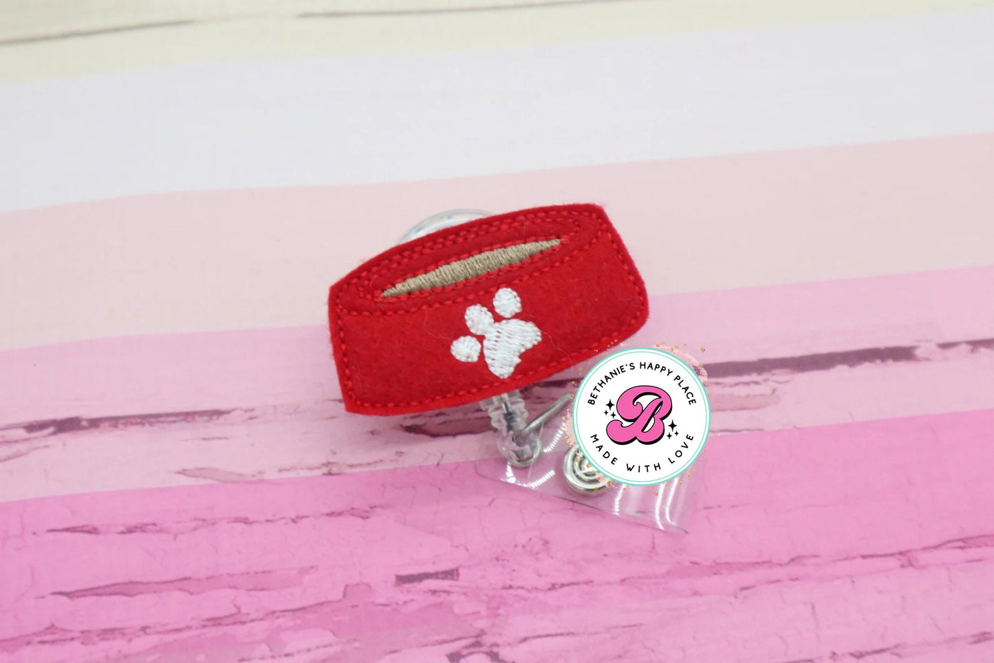 Dog bowl badge reel - veterinarian assistant - badge clip - dog badge reel - pet - dog gifts - badge reel nurse - red dog food bowl