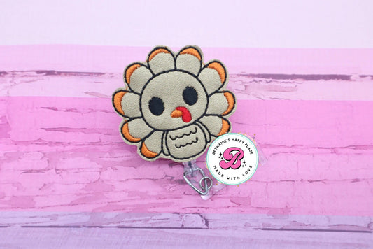 Turkey badge reel - Thanksgiving badge reel - fall - turkey badge clip - holiday badge reel nurse - teacher - retractable - lanyard