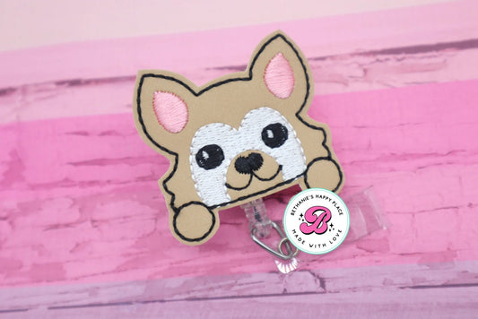 Puppy badge reel - puppy badge clip - puppy badge holder - badge reel nurse - teacher lanyard - vet gifts - veterinarian - cute dog