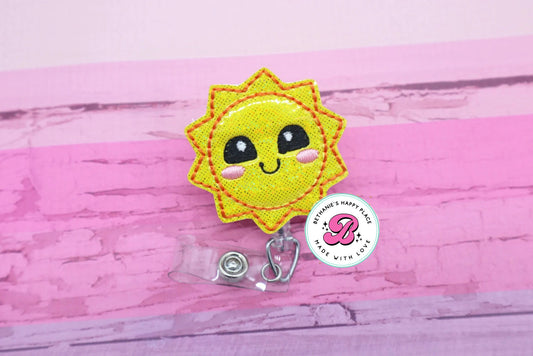 Sunshine badge reel - sun badge holder - badge clip - cute little sun - badge reel nurse - retractable - lanyard - sun lanyard - sun gifts