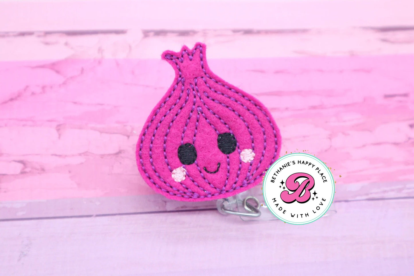 Red onion badge reel - onion badge holder - cute badge reel - nutritionist - badge clip - badge clip retractable - food badge reel - lanyard