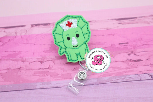 Dinosaur nurse badge reel - badge reel nurse - badge holder nurse - cute badge reel - dino badge clip - retractable - lanyard - dino nurse