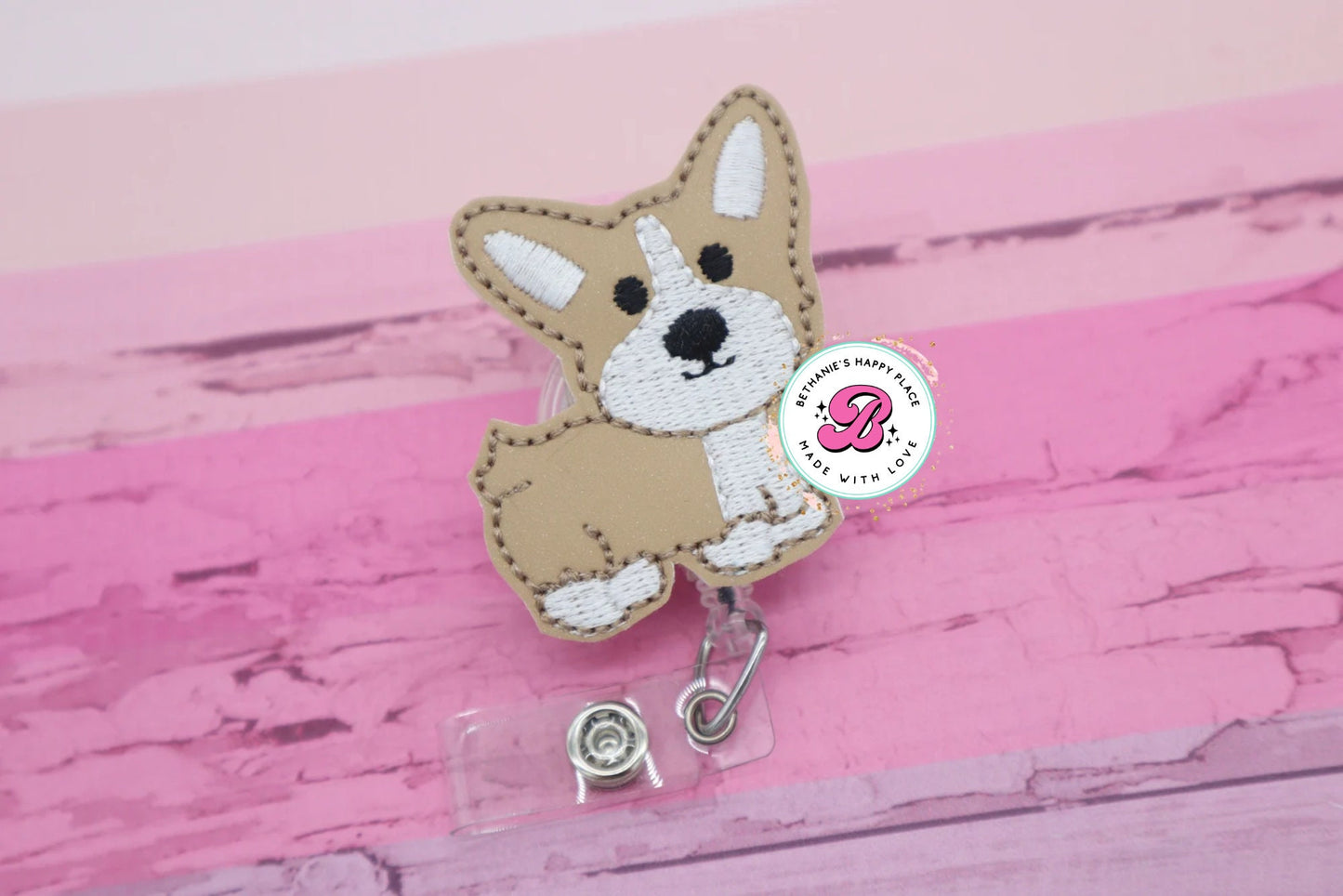 Corgi badge reel - dog badge reel - badge reel cute - corgi badge holder - veterinarian assistant - lanyard - vet gifts - cute corgi