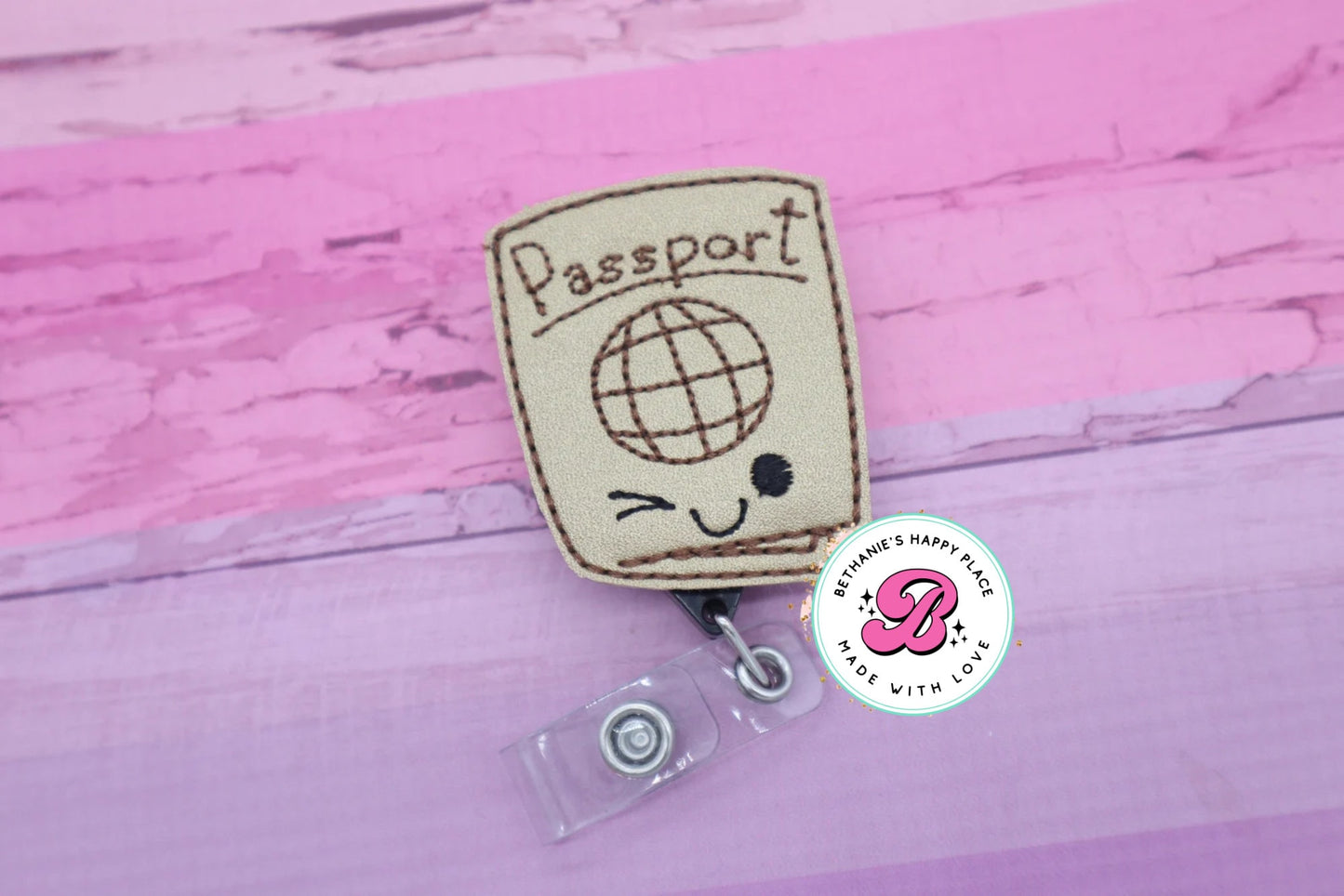 Passport badge reel - passport lanyard - travel agent - cute badge reel - badge clip - lanyard - badge pull - passport badge holder