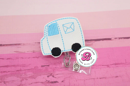 Mail truck badge reel - gift for mail carrier - delivery truck - badge pull - mail badge holder - cute badge reel - retractable lanyard