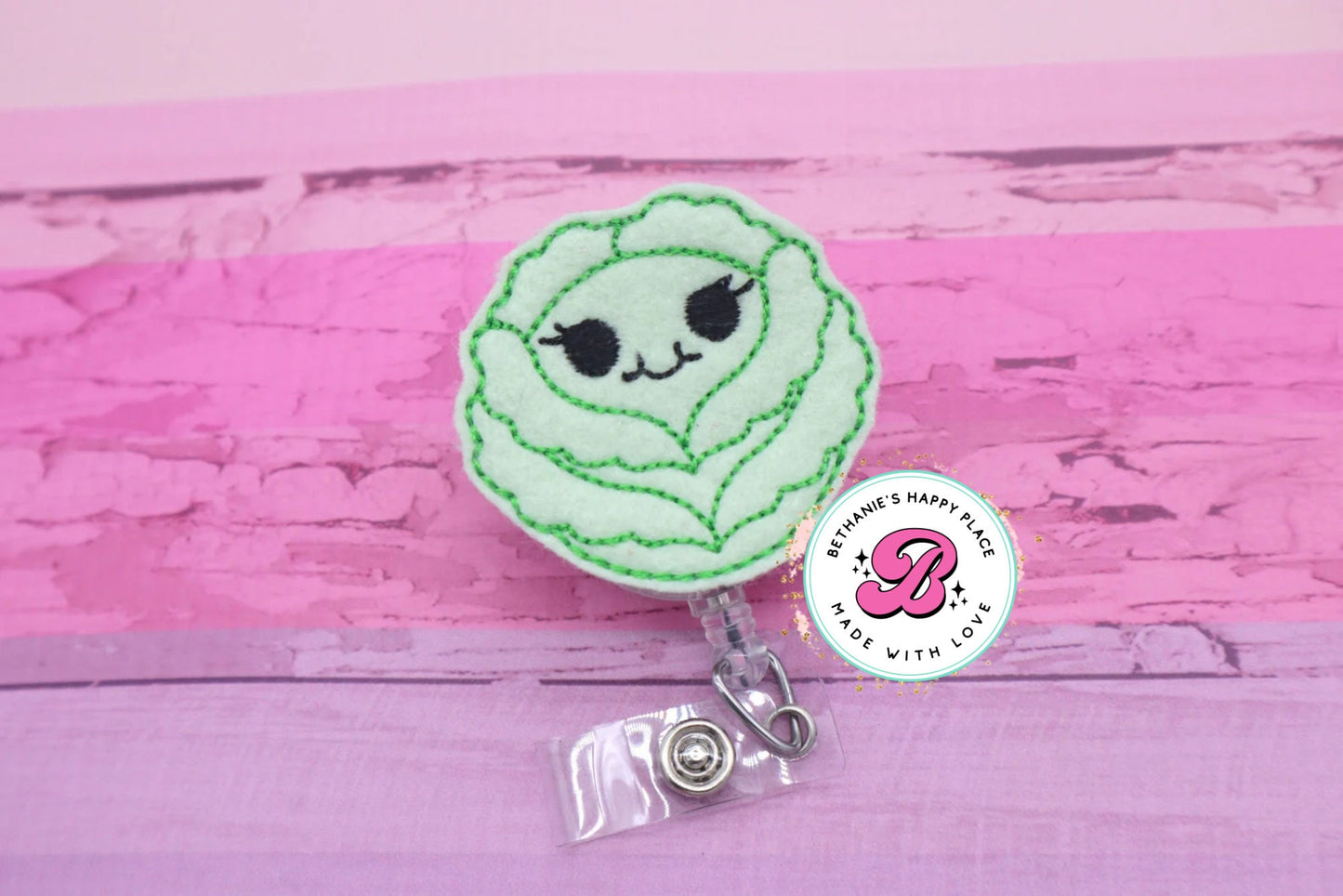 Lettuce badge reel - vegetable - veggie badge reel - vegetable badge holder - lettuce badge clip - cute badge reel - dietician - nurse