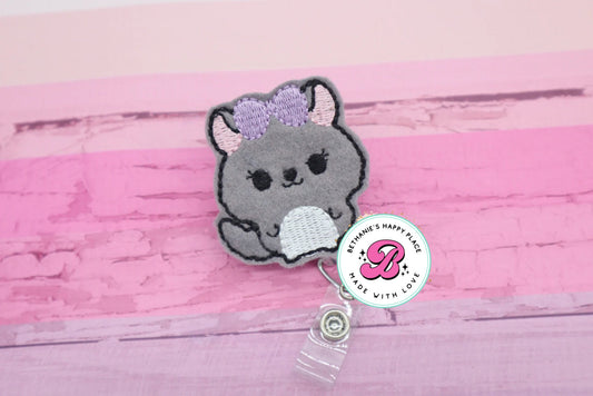 Chinchilla badge reel - chinchilla gifts - cute badge reel - animal badge reel - badge holder - retractable badge clip - lanyard