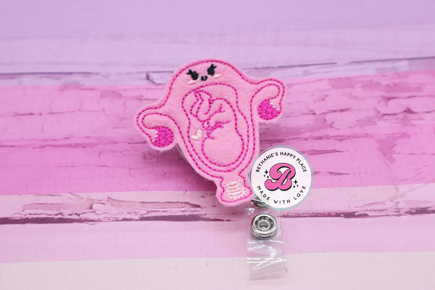 Uterus badge reel - uterus with baby - baby badge reel - labor and delivery nurse badge holder - nurse badge reel - uterus badge clip